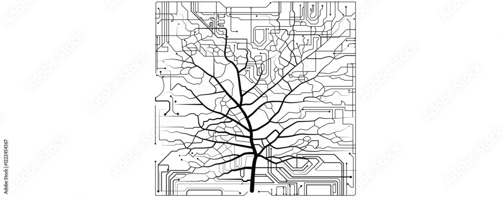 Aufkleber Tree of innovation merging nature and circuit boards