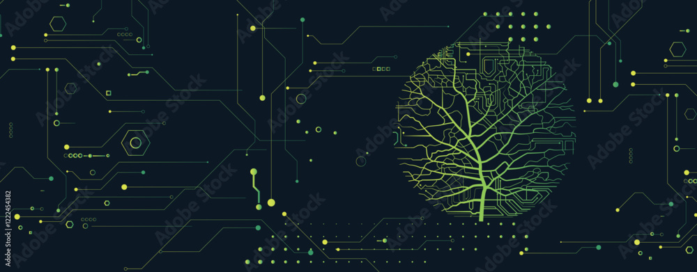 Aufkleber Tree of innovation merging nature and circuit boards