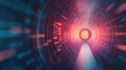 Fototapeta premium Illuminating insights exploring the digital tunnel of innovation virtual space 3d visualization high-tech environment dynamic perspective