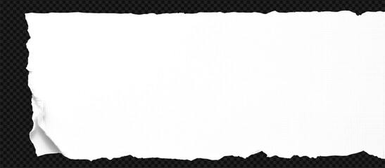 Vintage torn paper with rip edges at the transparent background. Isolated piece of old sheet, page, and scrapbook elements.