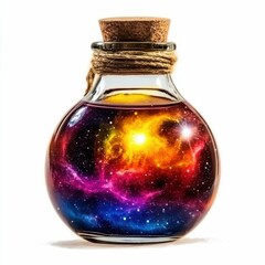 Mystical Galaxy Potion Bottle on White Background
