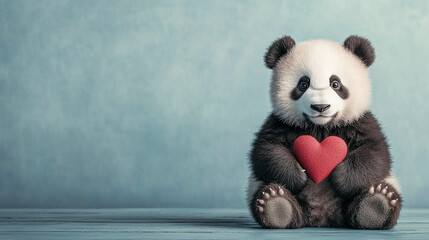 Adorable Baby Panda Holding a Heart