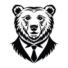Strong black and white vector illustration of a bear animal silhouette perfect for creative and graphic design projects

