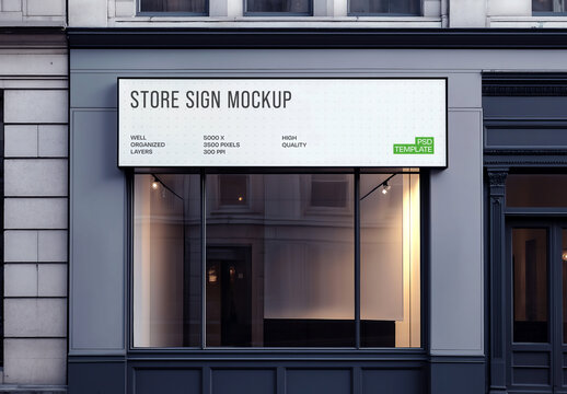 Store Outdoor Sign Mockup for Advertising and Marketing Campaigns