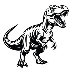T-rex black and white vector illustration animal silhouette of fierce dinosaur in simple tattoo design