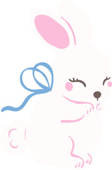Whimsical Hand-Drawn Spring Bunny Illustration