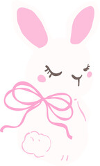 Whimsical Hand-Drawn Spring Bunny Illustration