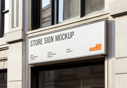 Store Outdoor Sign Mockup for Advertising and Marketing Campaigns