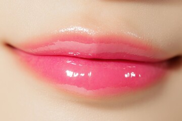 Fototapeta premium Close up view of human lips showcasing natural texture and soft tones