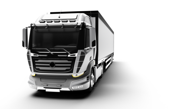 Modern heavy delivery truck isolated on transparent