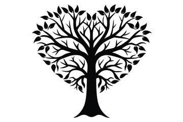 Obraz premium Romantic black silhouette of a love tree in vector design, perfect for creative and microstock projects.