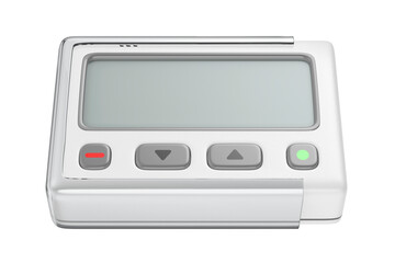 White pager with blank screen on transparent background