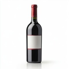 Elegant Red Wine Bottle with Blank Label and Glossy Finish
