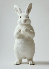 Fototapeta premium White rabbit standing up adorable animal bunny.