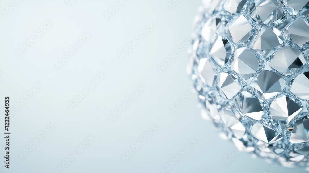Aufkleber shimmering crystal orb with facets on soft light background