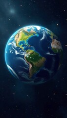 Obraz premium Planet Earth from space with blue oceans and green forests, nature, environment, earthscape