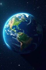 Fototapeta premium Planet Earth from space with blue oceans and green forests, planet, planet, natural