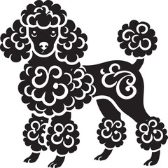 Poodle dog full and half face images vector black and white 