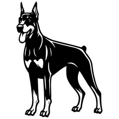 German Doberman Pinscher Dog Illustration.