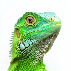 Obraz premium Vibrant Green Lizard with Intricate Scales and Expressive Eyes