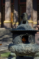 Statue of a lion in the Wudi temple of Datsan Gunzechoi