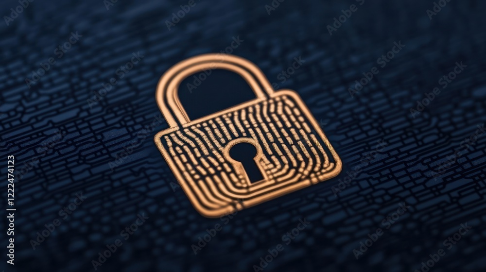Poster Digital Security Lock Icon on Abstract Circuit Background Design