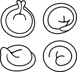 Dumplings outline. Isolated dumplings on white background