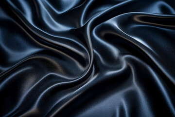 Fototapeta premium Dark teal green silk satin. Shiny smooth fabric. Soft folds. Luxury background with space for design. web banner. Flat lay, top view table