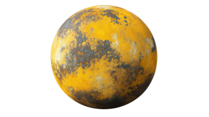 Full yellow moon on transparent background 