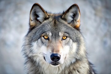 Obraz premium A Majestic Gray Wolf's Intense Gaze, Wild Eyes Piercing the Soul, a Symbol of Untamed Nature's Beauty