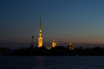 Peter and Paul Fortress at night in Saint Petersburg