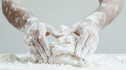 Artisan crafting dough by hand in studio setting