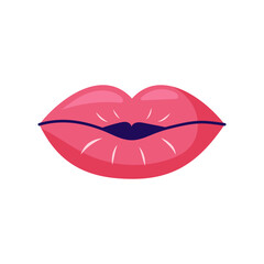 Obraz premium Kissing lips hand drawn. Valentine's day element for design on white background. Isolated vector illustration.