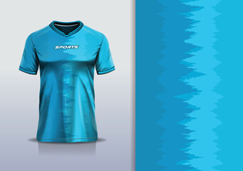 T-shirt mockup abstract texture grunge texture sport jersey design for football, soccer, racing, esports, running, in blue color