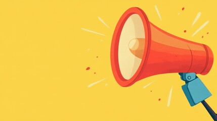 Vibrant Megaphone Illustration on Bright Yellow Background