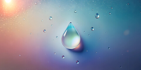 Vibrant Water Droplet Background with Colorful Lighting for World Water Day Concept
