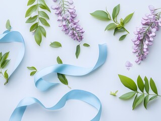blue flowers and leaves