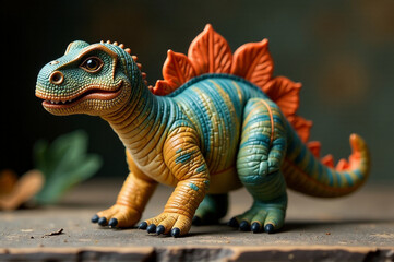 Obraz premium A detailed dinosaur toy with scales and textured fabric, stitched meticulously. creativity hobby and handicrafts, diy, background for design. creativity hobby and handicrafts, diy, background for desi