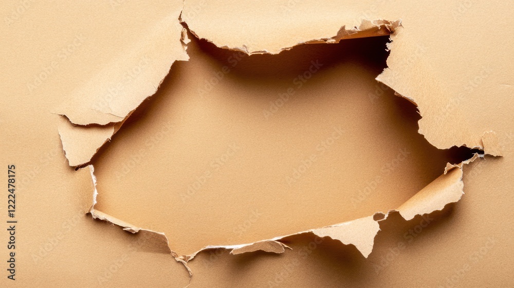 Poster torn beige paper background with rip and texture details visible