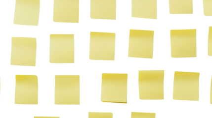 Post it note sticky yellow paper on transparent background