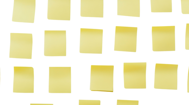 Post it note sticky yellow paper on transparent background