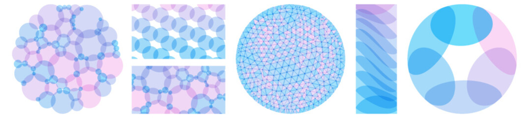 Abstract background with translucent overlapping coloured shapes. Modern design. Set of spheres. 3d vector illustration for brochure, banner, cover, card, flyer or presentation.