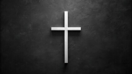 Simple White Cross on Dark Background, a Symbol of Faith and Hope