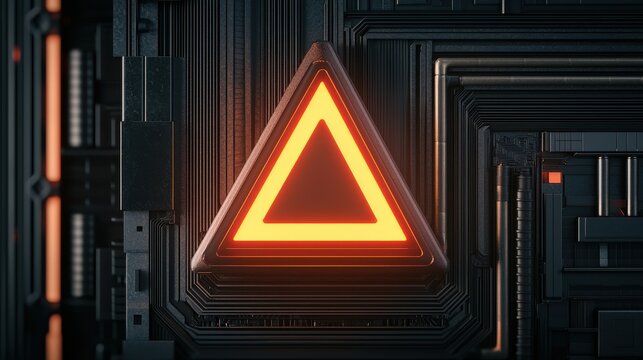 Glowing Triangular Warning Icon Illustration