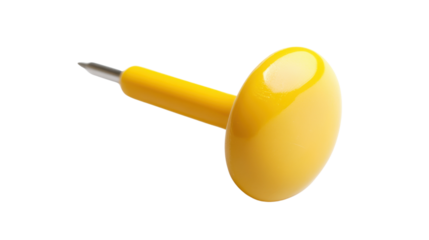 Yellow pin on transparent background 