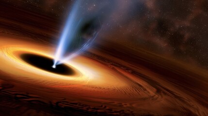 Abstract black hole with a supernova explosion nearby, Black hole abstract in the universe with a dark nebula.