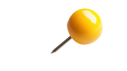 Yellow pin on transparent background 