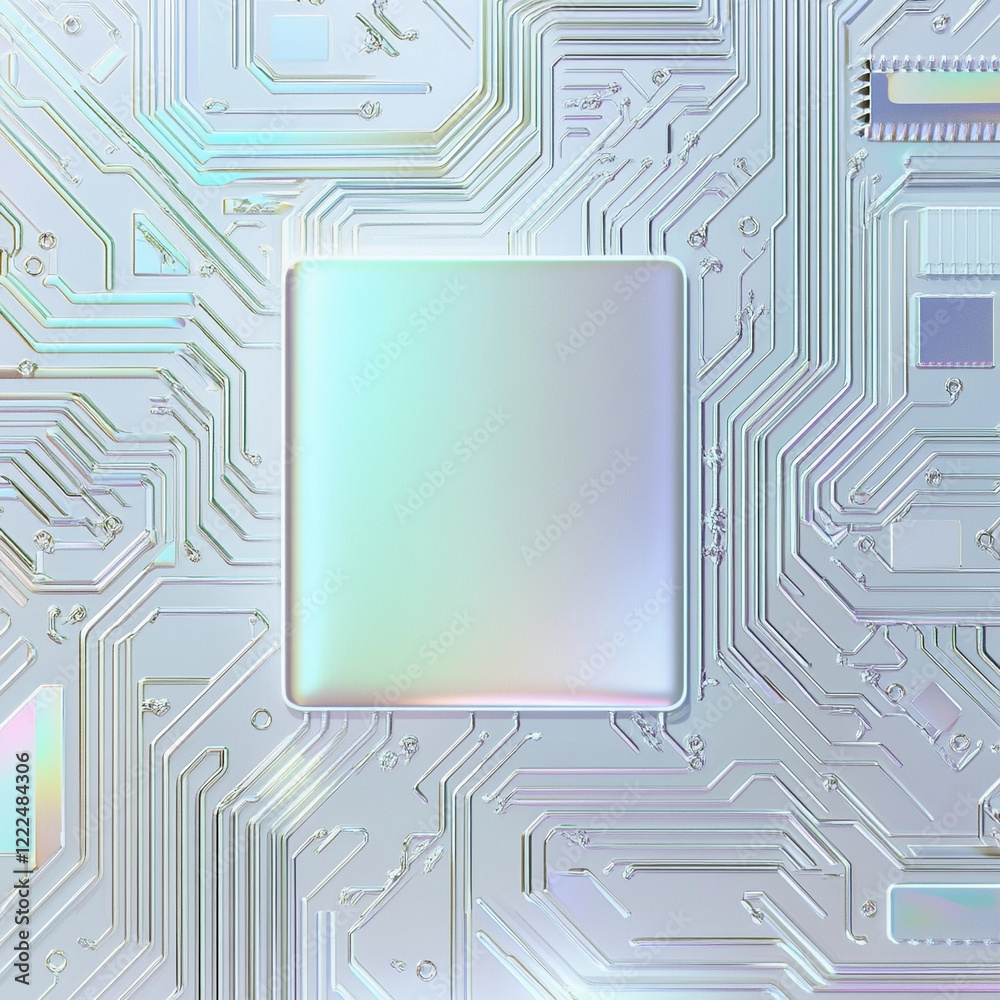 Poster Futuristic circuit board with sleek processor design