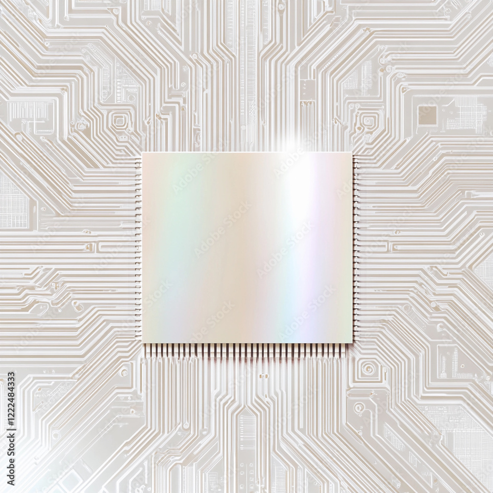 Poster Microprocessor on circuit board reflecting light