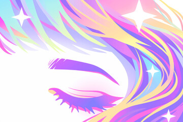 Obraz premium 目を閉じているカラフルな女性のいラスト